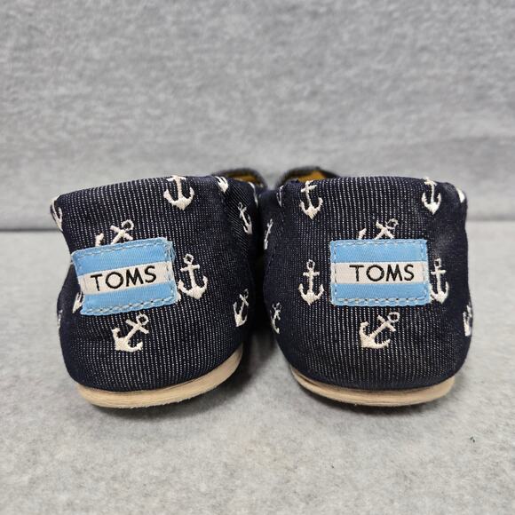 Toms Alpargata Navy Blue Anchor Print Flats Size 8.5 - Picture 4 of 8